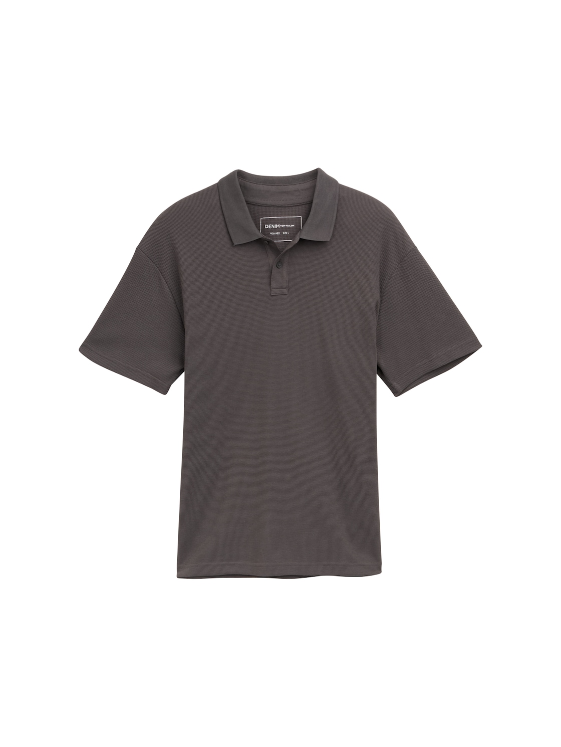 TOM TAILOR DENIM Herren Relaxed Fit Poloshirt mit Waffelstruktur, grau, Uni, Gr. XXL von Tom Tailor Denim