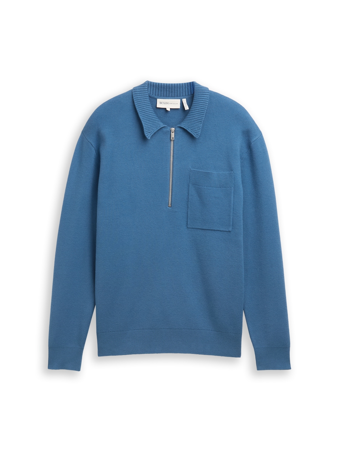 TOM TAILOR DENIM Herren Relaxed Fit Strickpullover mit Polokragen, blau, Uni, Gr. XXL von Tom Tailor Denim