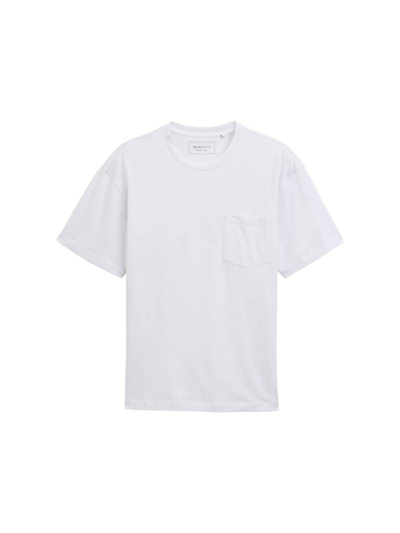 TOM TAILOR DENIM Herren Relaxed Fit T-Shirt mit Brusttasche, grau, Gestreift, Gr. XL von Tom Tailor Denim