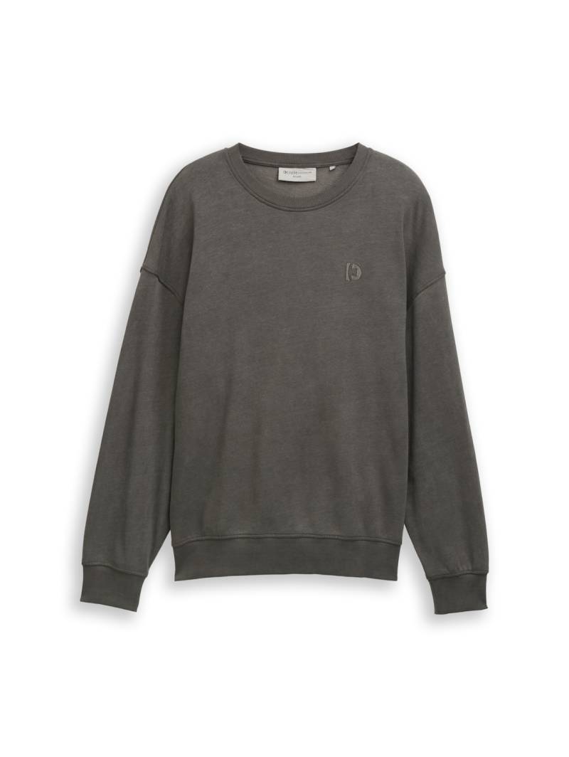TOM TAILOR DENIM Herren Relaxed Overdyed Sweatshirt, bunt, Uni, Gr. XXL von Tom Tailor Denim