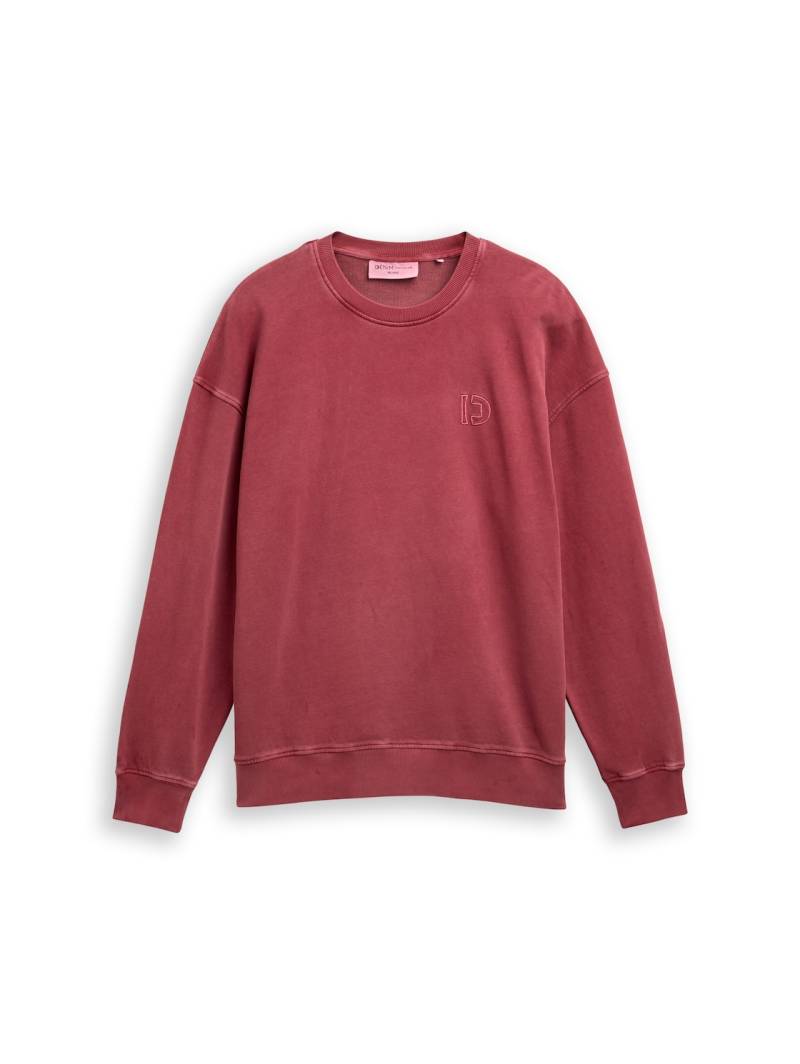 TOM TAILOR DENIM Herren Relaxed Overdyed Sweatshirt, rot, Uni, Gr. XXL von Tom Tailor Denim