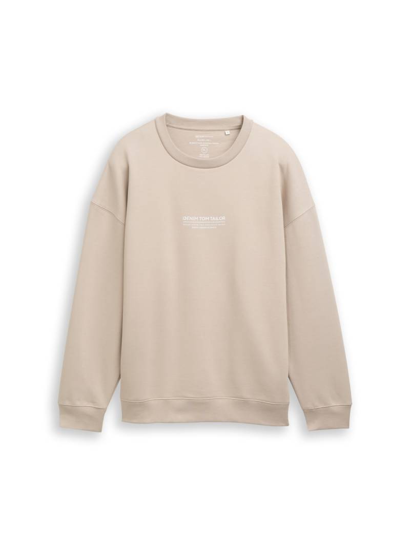 TOM TAILOR DENIM Herren Relaxed Sweatshirt mit Logo-Print, grau, Uni, Gr. M von Tom Tailor Denim