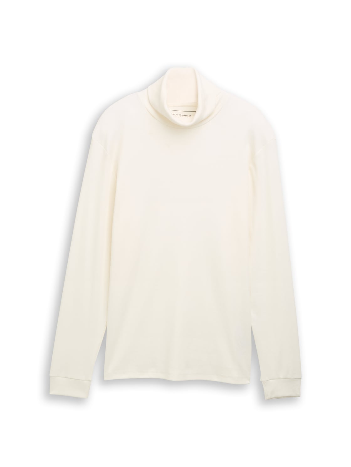 TOM TAILOR DENIM Herren Rollkragenshirt mit Rippstruktur, weiß, Uni, Gr. S von Tom Tailor Denim