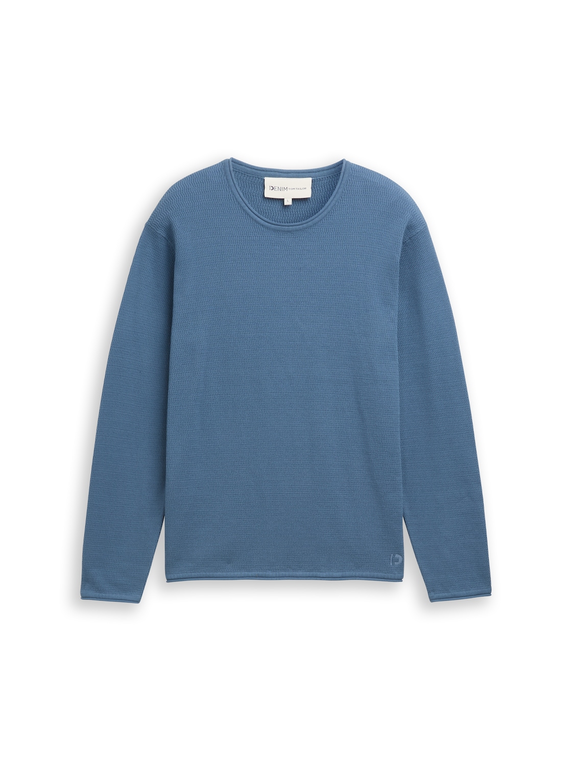 TOM TAILOR DENIM Herren Strickpullover aus Baumwolle, blau, Uni, Gr. XL von Tom Tailor Denim