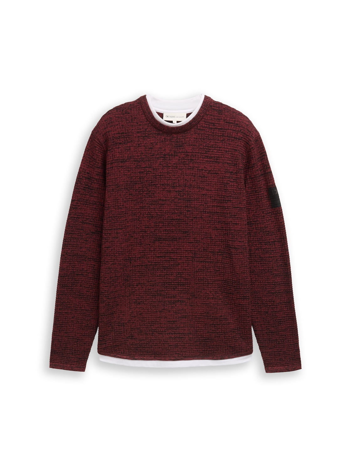 TOM TAILOR DENIM Herren Strickpullover im 2-in-1-Look, schwarz, Meliert, Gr. XL von Tom Tailor Denim