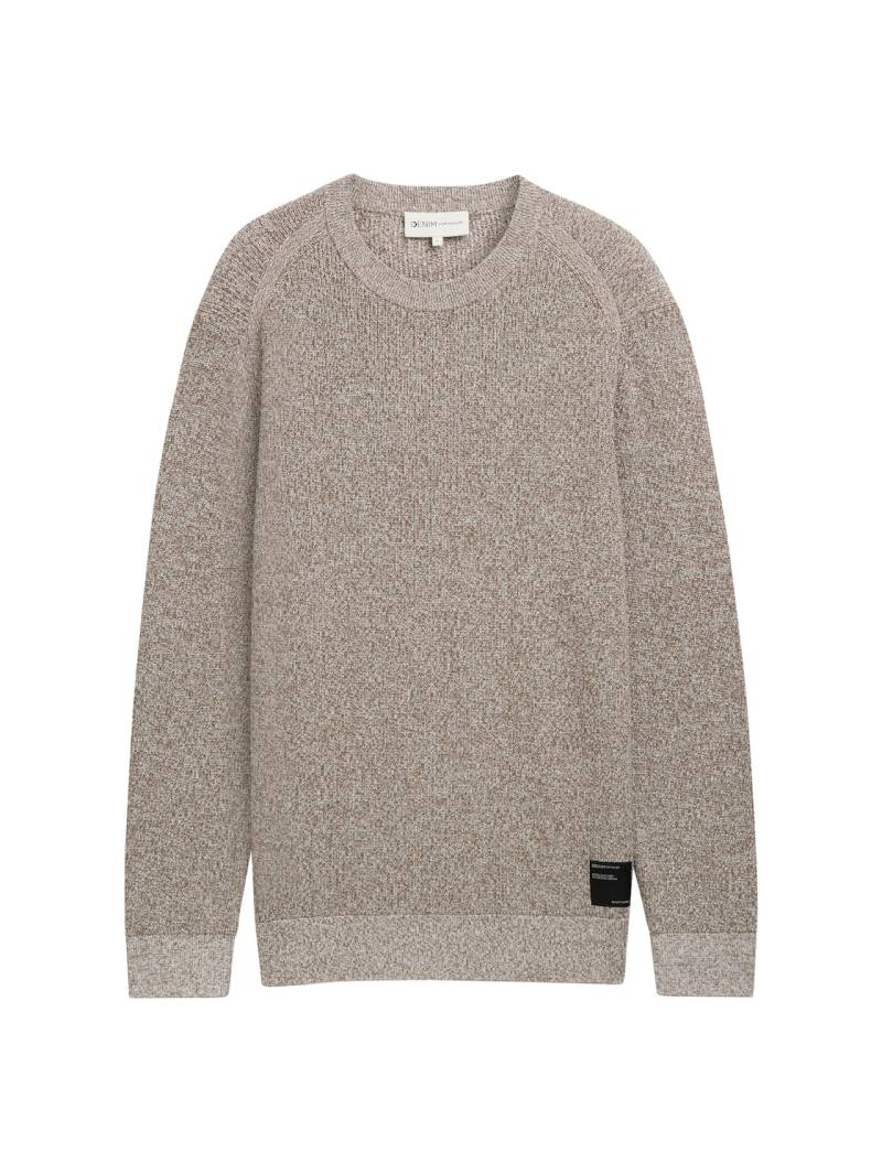 TOM TAILOR DENIM Herren Strickpullover in Melange Optik, weiß, Meliert, Gr. S von Tom Tailor Denim