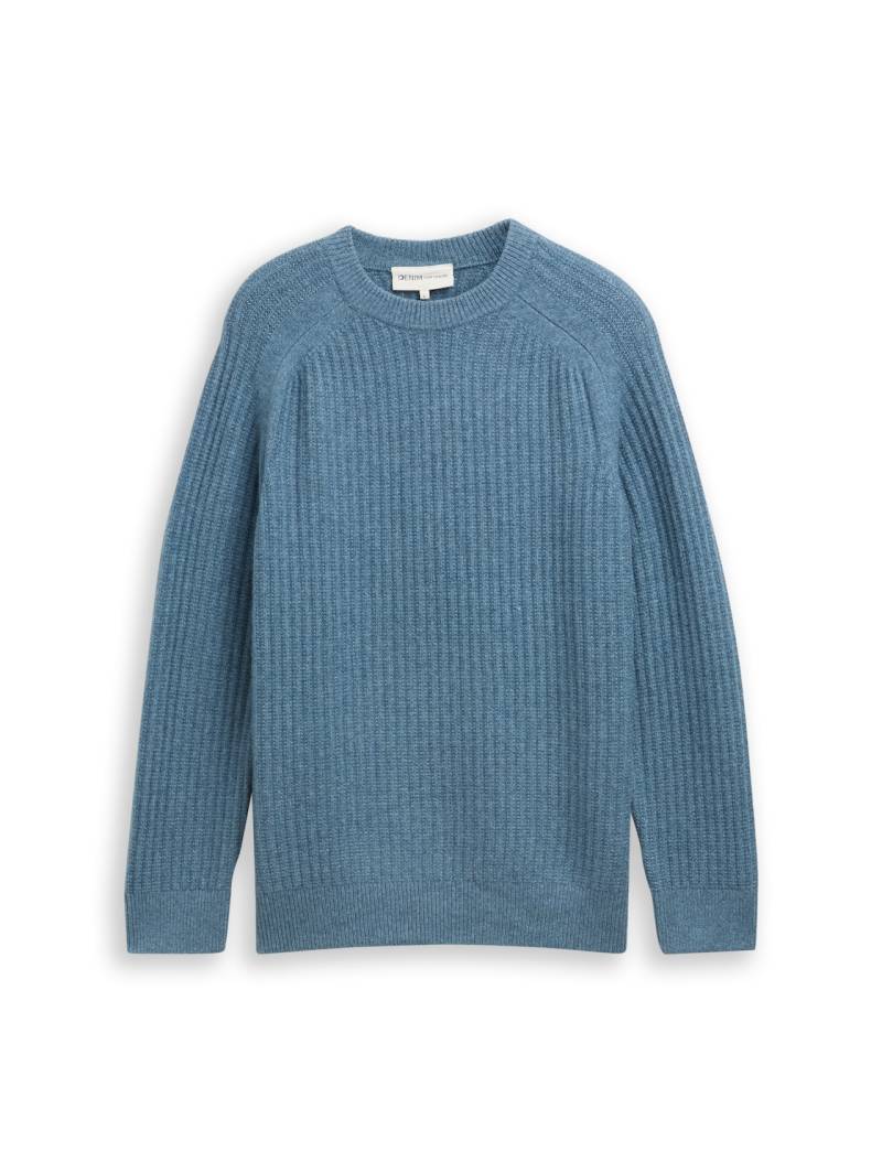 TOM TAILOR DENIM Herren Strickpullover mit Rundhalsausschnitt, blau, Meliert, Gr. XXL von Tom Tailor Denim