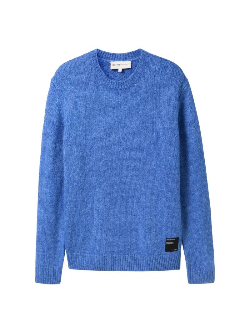 TOM TAILOR DENIM Herren Cosy Strickpullover mit Rundhalsausschnitt, blau, Uni, Gr. XS von Tom Tailor Denim