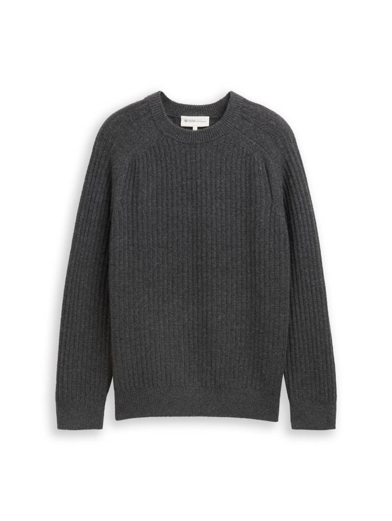 TOM TAILOR DENIM Herren Strickpullover mit Rundhalsausschnitt, bunt, Meliert, Gr. L von Tom Tailor Denim