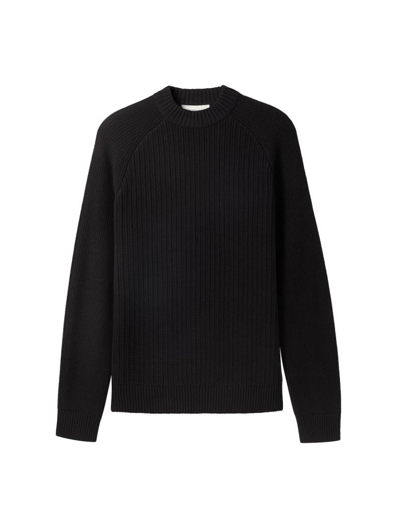 TOM TAILOR DENIM Herren Strickpullover mit Struktur, schwarz, Uni, Gr. XS von Tom Tailor Denim