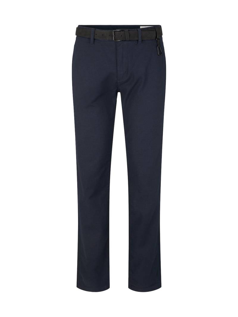 TOM TAILOR DENIM Herren Straight Fit Chino Hose mit Gürtel, blau, Uni, Gr. 29/32 von Tom Tailor Denim