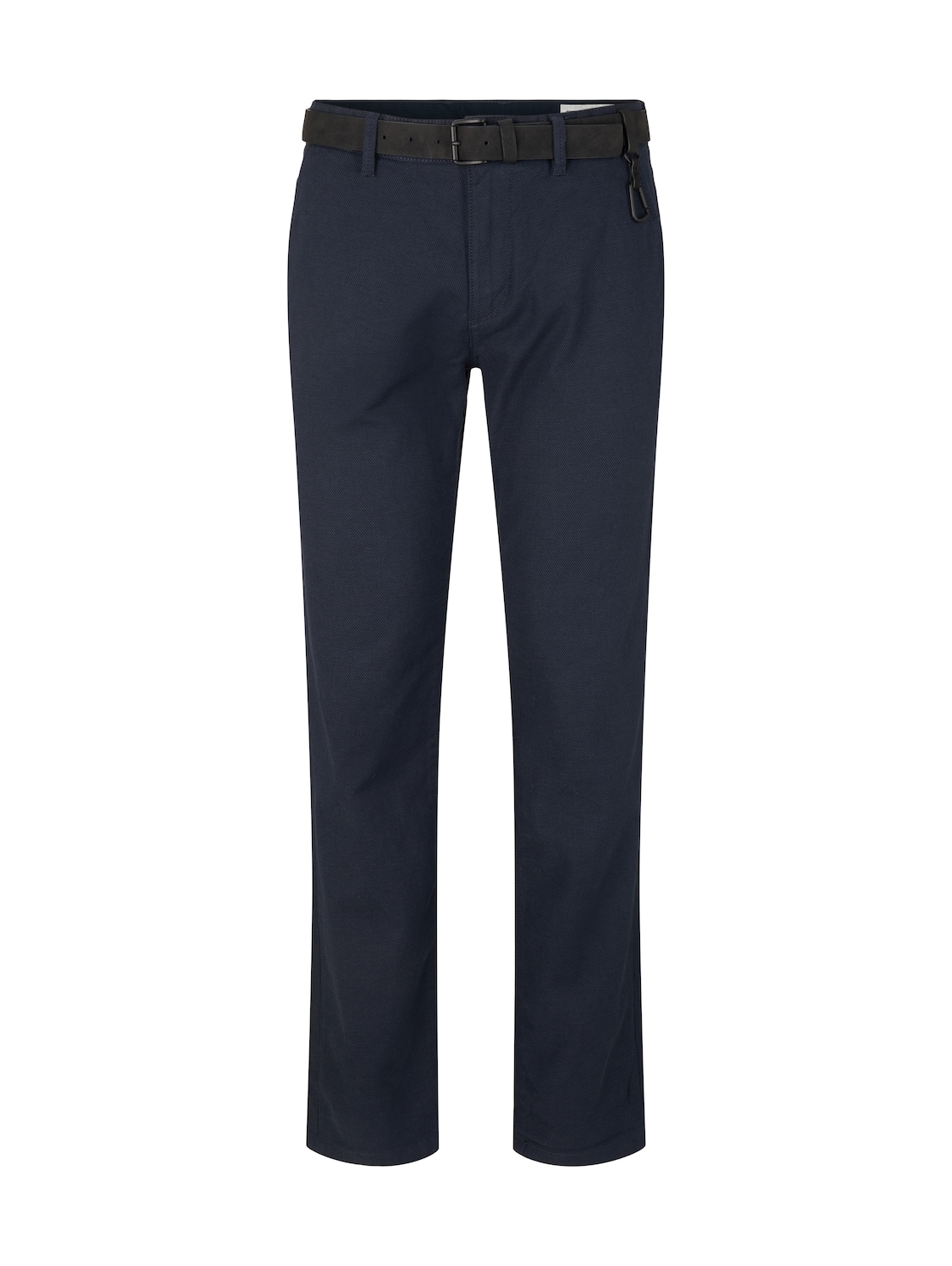 TOM TAILOR DENIM Herren Strukturierte Chinohose mit Gürtel, blau, Uni, Gr. 36/32 von Tom Tailor Denim