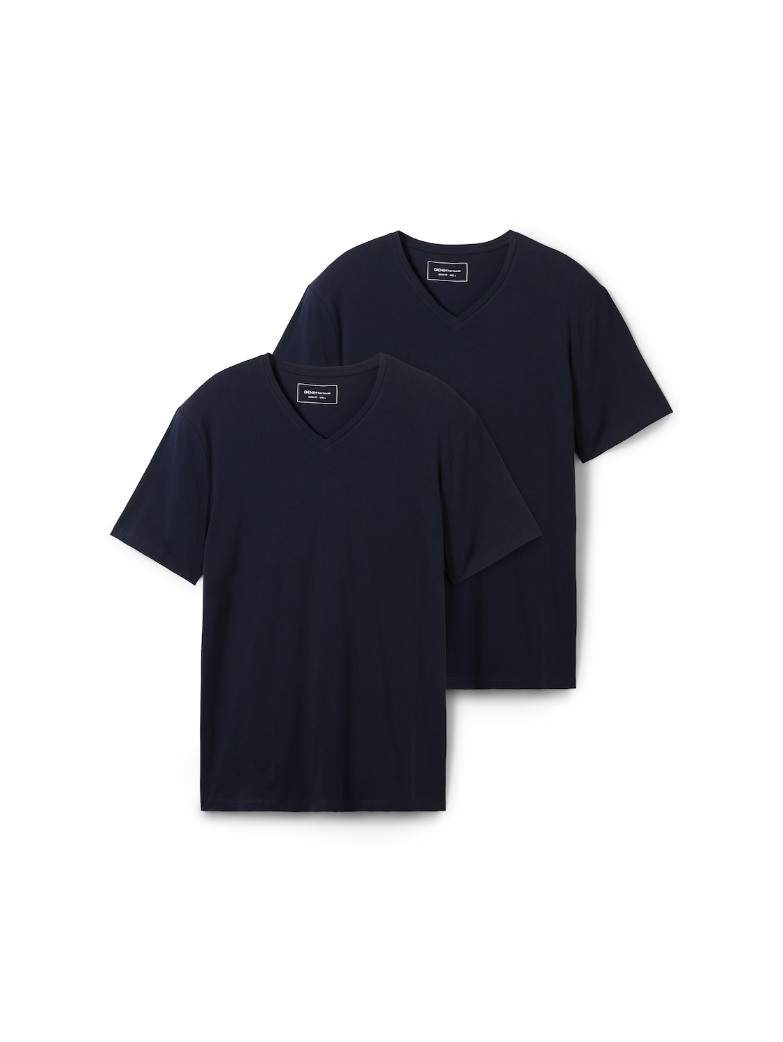 TOM TAILOR DENIM Herren T-Shirt im Doppelpack mit Viskose, blau, Uni, Gr. M von Tom Tailor Denim