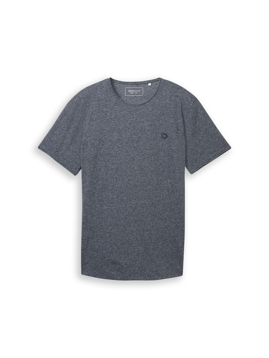 TOM TAILOR DENIM Herren T-Shirt in Melange Optik, blau, Uni, Gr. L von Tom Tailor Denim