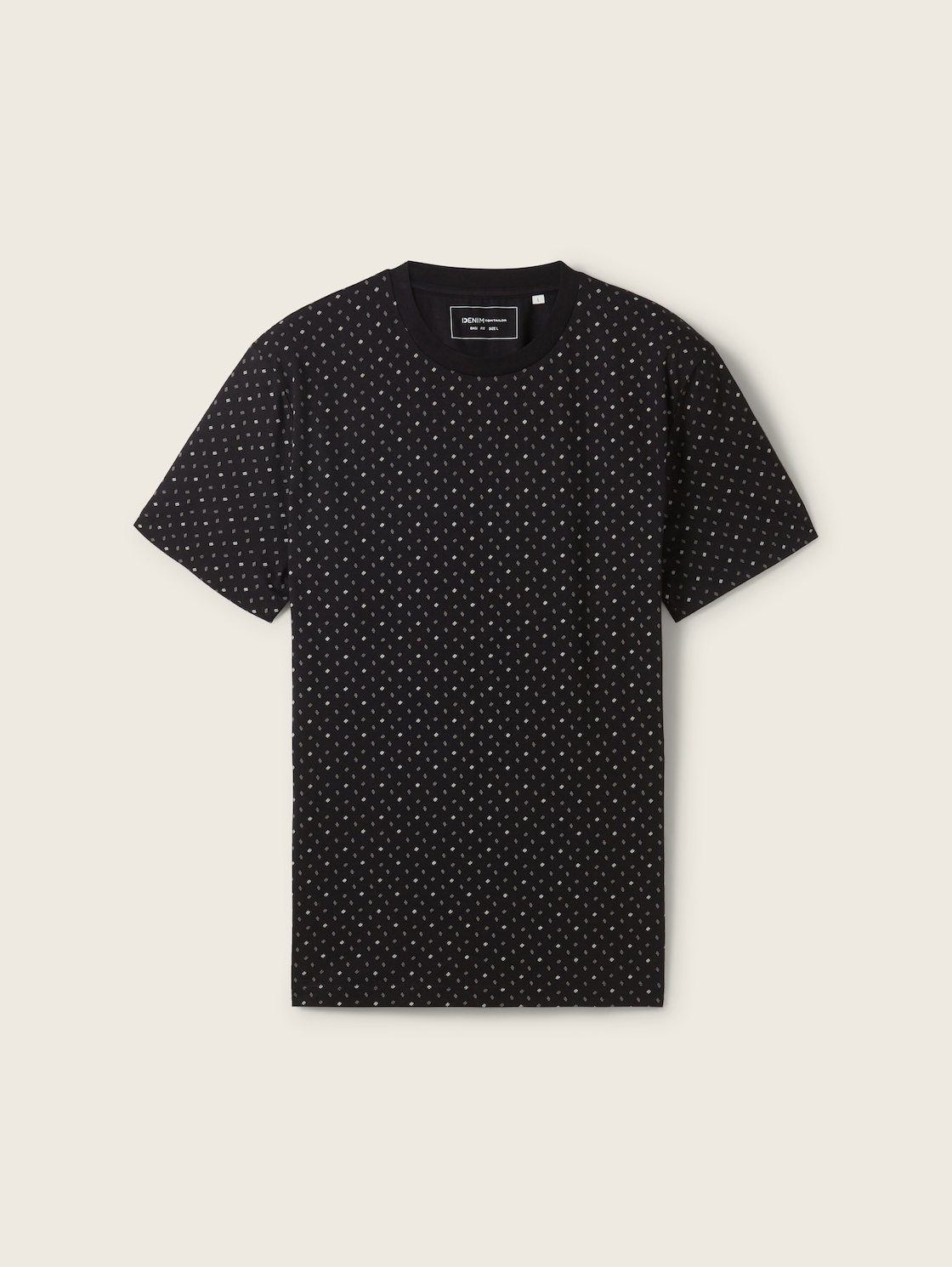 TOM TAILOR DENIM Herren T-Shirt mit Allover-Print, schwarz, Allover Print, Gr. M von Tom Tailor Denim