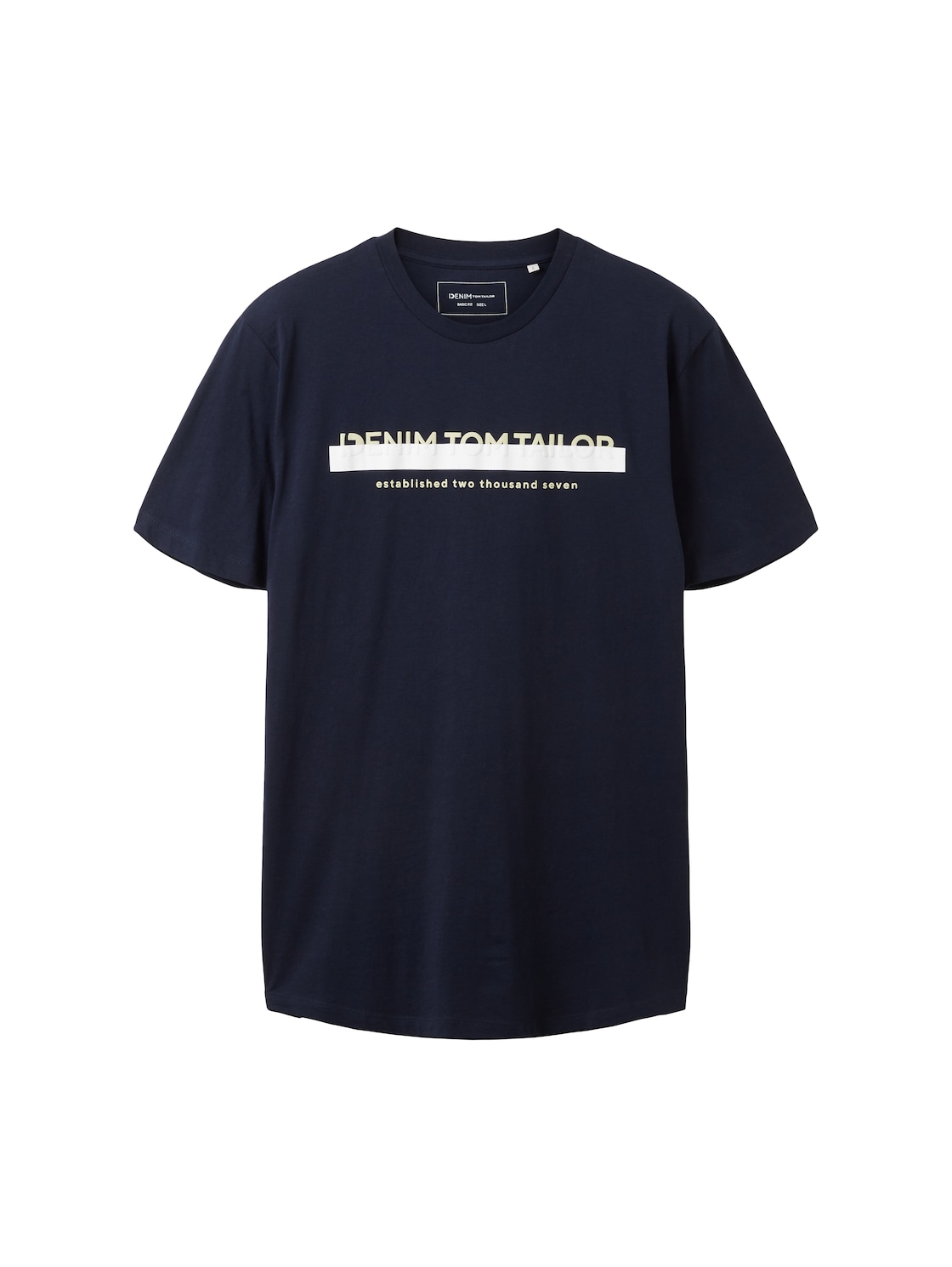 TOM TAILOR DENIM Herren T-Shirt mit Logo Print, blau, Logo Print, Gr. S von Tom Tailor Denim