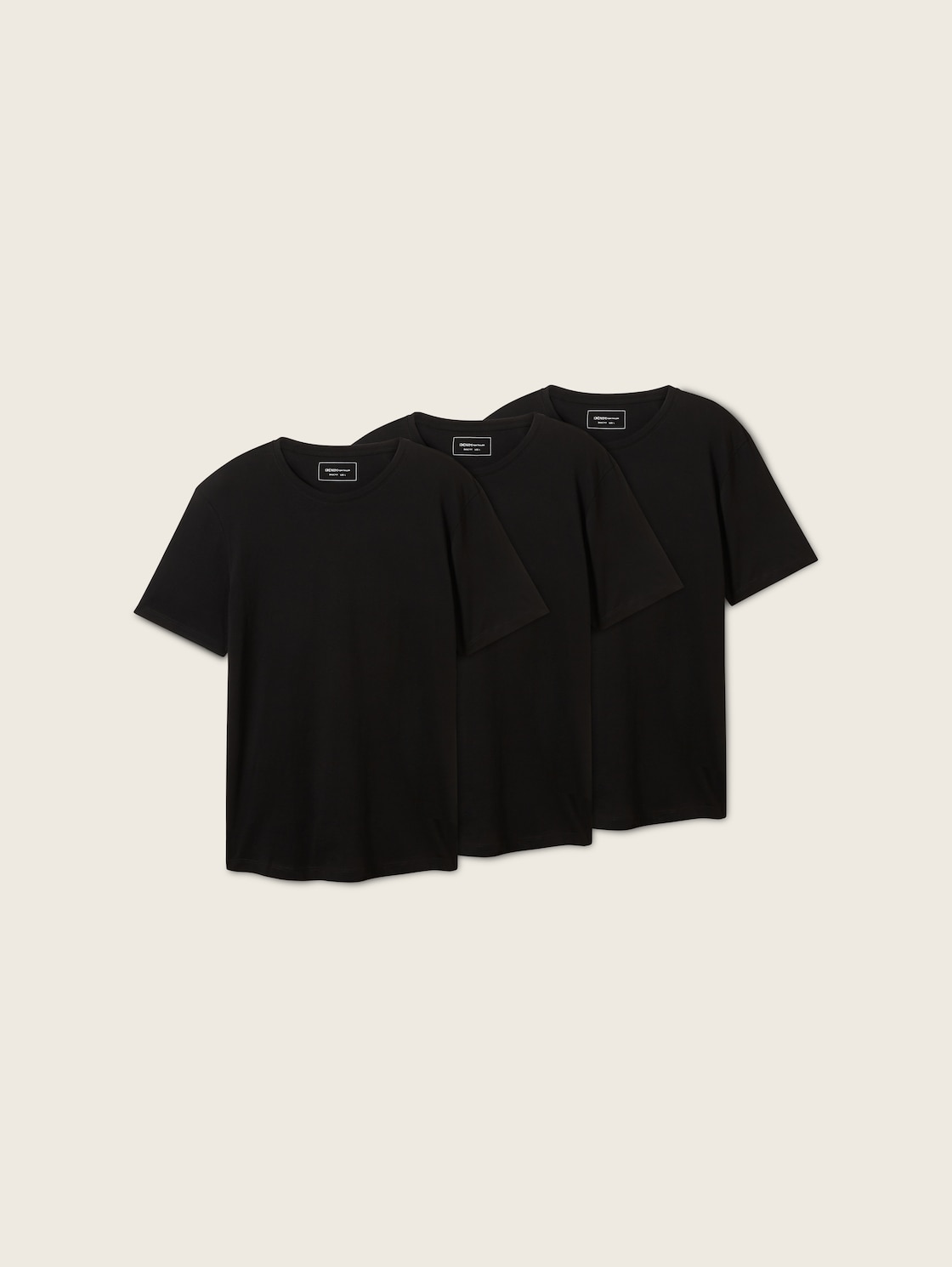TOM TAILOR DENIM Herren T-Shirts im Dreierpack, schwarz, Uni, Gr. XL von Tom Tailor Denim