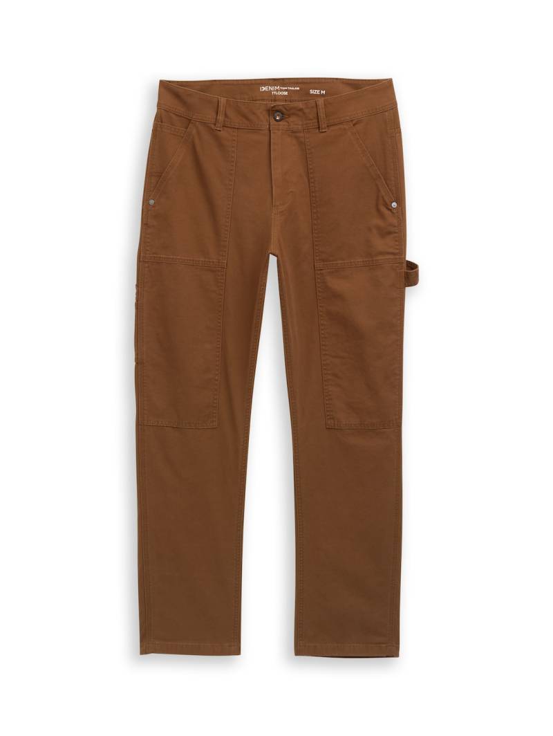 TOM TAILOR DENIM Herren TTLOOSE Hose im Utility-Look, braun, Uni, Gr. L von Tom Tailor Denim