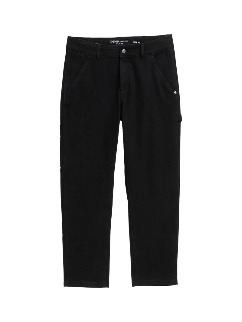 TOM TAILOR DENIM Herren TTLoose Jeans im Utility-Look, schwarz, Uni, Gr. L von Tom Tailor Denim