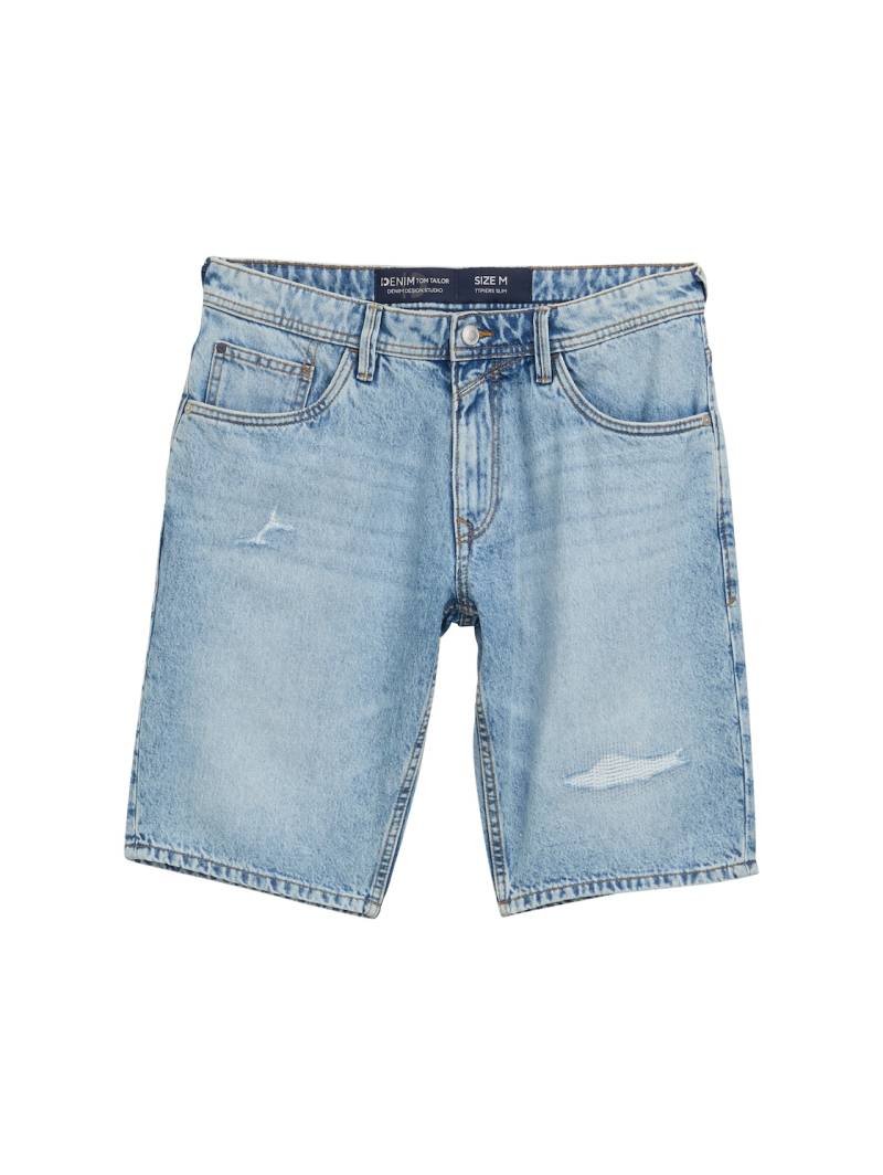 TOM TAILOR DENIM Herren TTPIERS SLIM DESTROYED Jeans Shorts, blau, Uni, Gr. XL von Tom Tailor Denim
