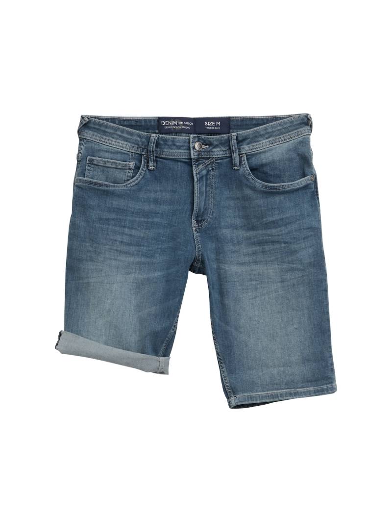TOM TAILOR DENIM Herren TTPIERS SLIM Jeans Shorts mit Stretch, blau, Uni, Gr. M von Tom Tailor Denim