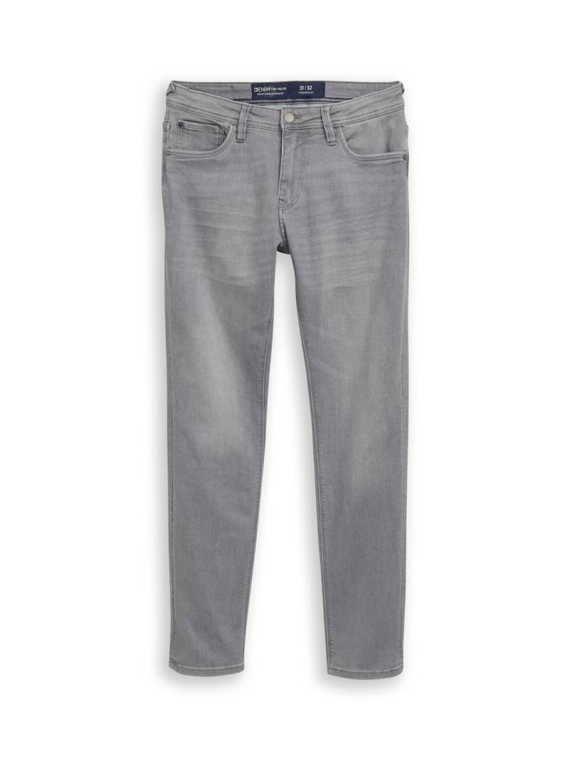 TOM TAILOR DENIM Herren TTPIERS SLIM Jeans, grau, Uni, Gr. 33/32 von Tom Tailor Denim