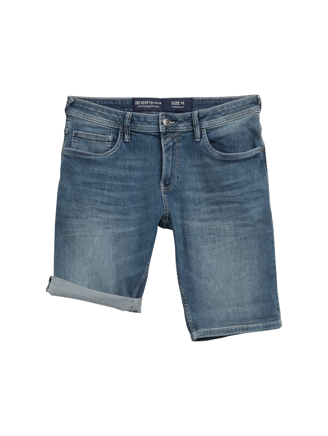 TOM TAILOR DENIM Herren TTPIERS SLIM Jeans Shorts mit Stretch, blau, Uni, Gr. L von Tom Tailor Denim