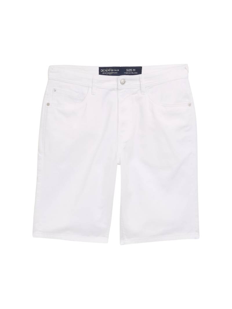 TOM TAILOR DENIM Herren TTWAYLEN RELAXED Jeans Shorts aus Baumwolle, weiß, Uni, Gr. L von Tom Tailor Denim