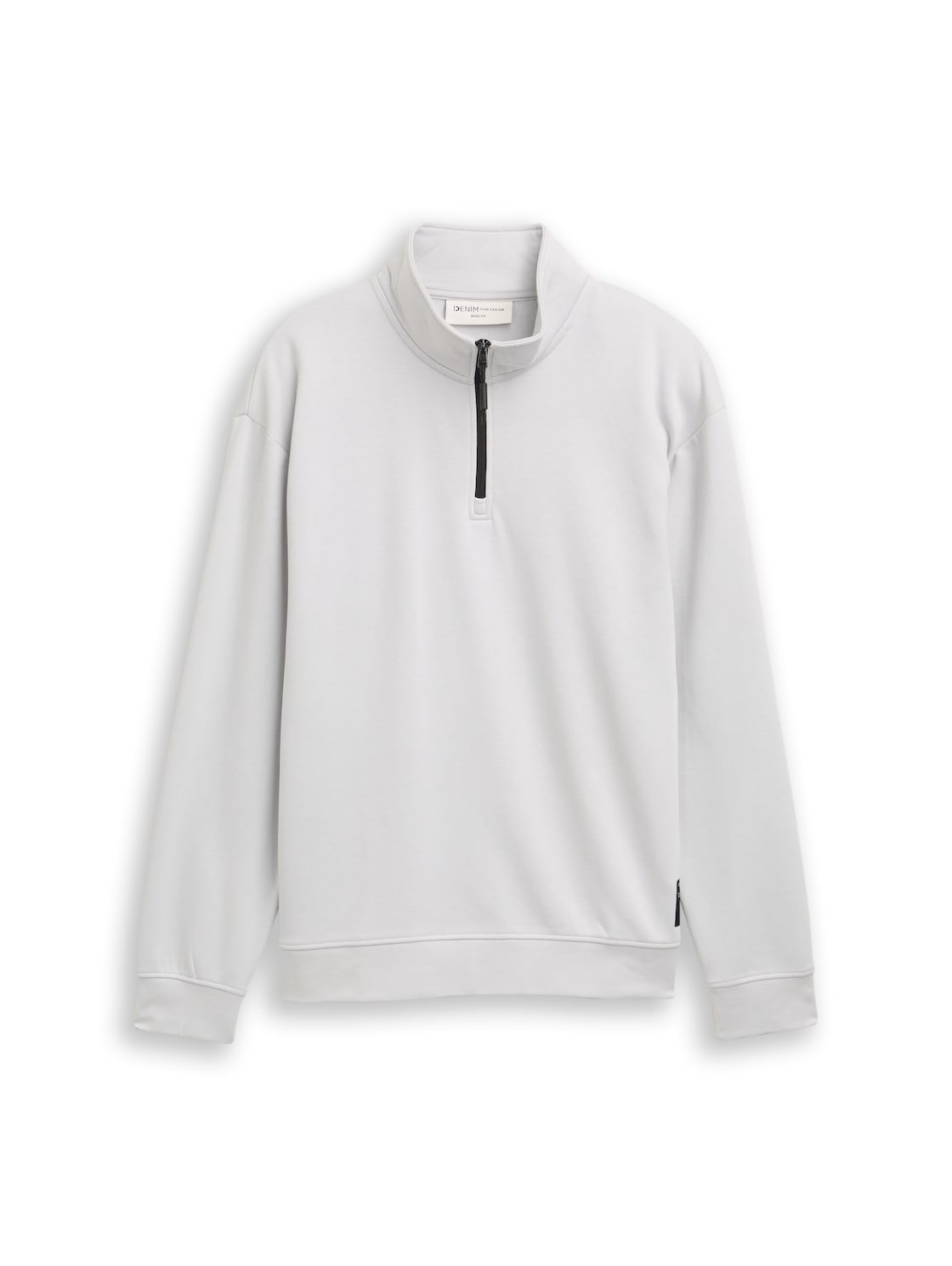 TOM TAILOR DENIM Herren Troyer Sweatshirt mit Logo-Badge, bunt, Uni, Gr. S von Tom Tailor Denim