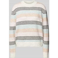 Tom Tailor Denim Regular Fit Strickpullover mit Streifen-Muster in Hellgrau, Größe XS von Tom Tailor Denim