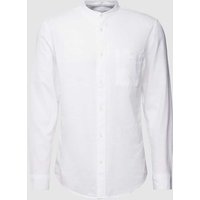 Tom Tailor Denim Basic Fit Freizeithemd mit Maokragen in Weiss, Größe M von Tom Tailor Denim