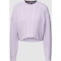 Tom Tailor Denim Cropped Strickpullover mit Zopfmuster in Lavender, Größe XS/S von Tom Tailor Denim