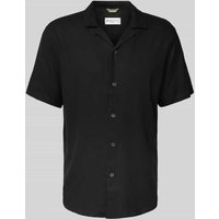 Tom Tailor Denim Relaxed Fit Freizeithemd aus Viskose-Leinen-Mix in Black, Größe M von Tom Tailor Denim