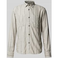 Tom Tailor Denim Relaxed Fit Freizeithemd aus Viskose-Mix mit Leinen in Beige, Größe L von Tom Tailor Denim