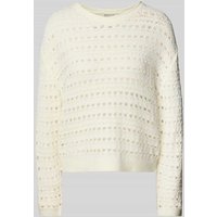 Tom Tailor Denim Relaxed Fit Strickpullover mit überschnittenen Schultern in Offwhite, Größe M von Tom Tailor Denim