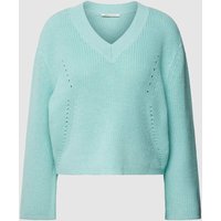 Tom Tailor Denim Strickpullover mit V-Ausschnitt in Mint, Größe L von Tom Tailor Denim