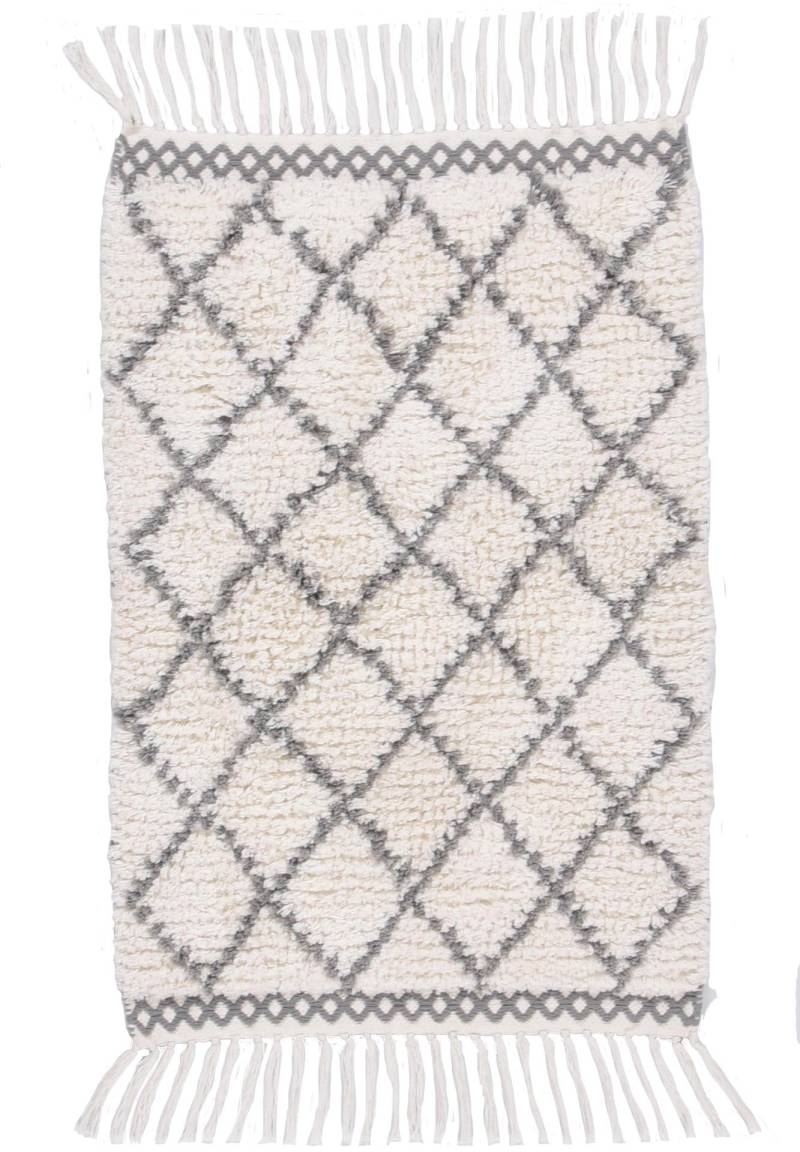 TOM TAILOR HOME Badematte "Ethno Bath" Höhe 20 mm fußbodenheizungsgeeignet Badteppich, Berber Look, Rauten Muster, mit Fransen, reine Baumwolle von Tom Tailor Home