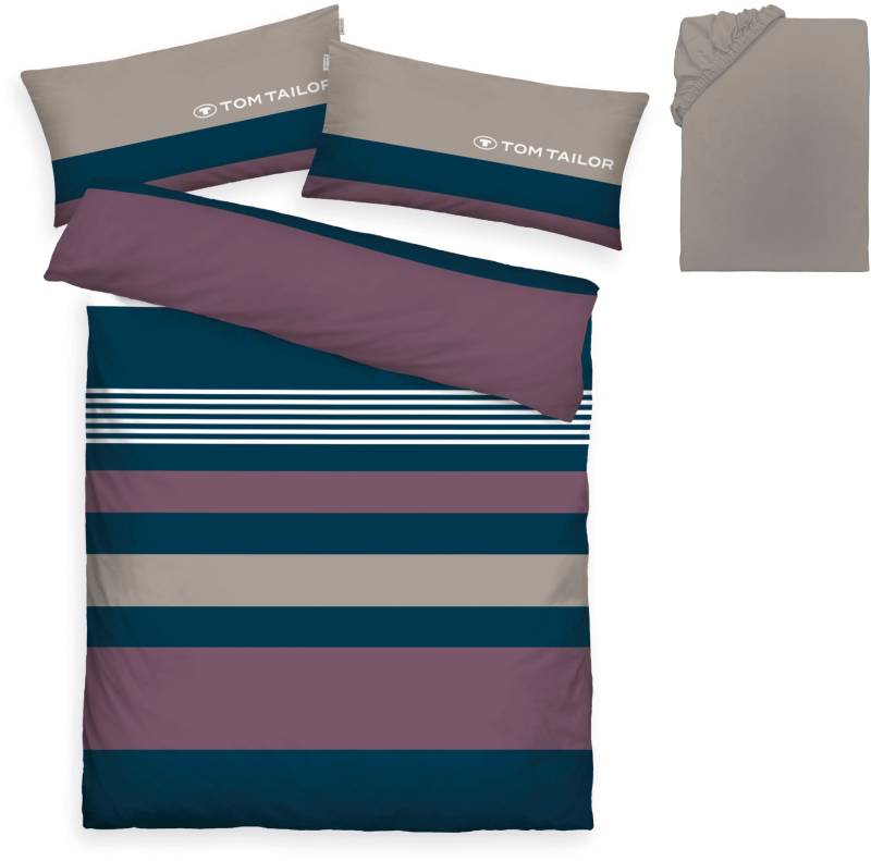 TOM TAILOR HOME Bettwäsche "Carl in Gr. 135x200 oder 155x220 cm" 3 tlg. mit GRATIS-Zugabe: Spannbettlaken, 100% Baumwolle, mit Reißverschluss von Tom Tailor Home