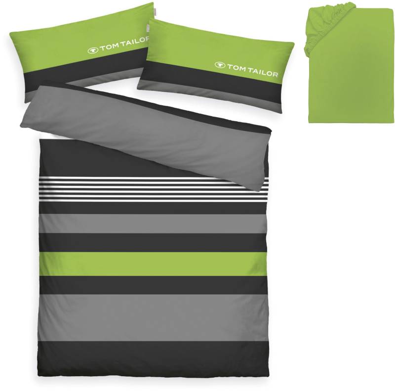 TOM TAILOR HOME Bettwäsche "Carl in Gr. 135x200 oder 155x220 cm" 3 Stk. tlg. mit GRATIS-Zugabe: Spannbettlaken, 100% Baumwolle, mit Reißverschluss von Tom Tailor Home