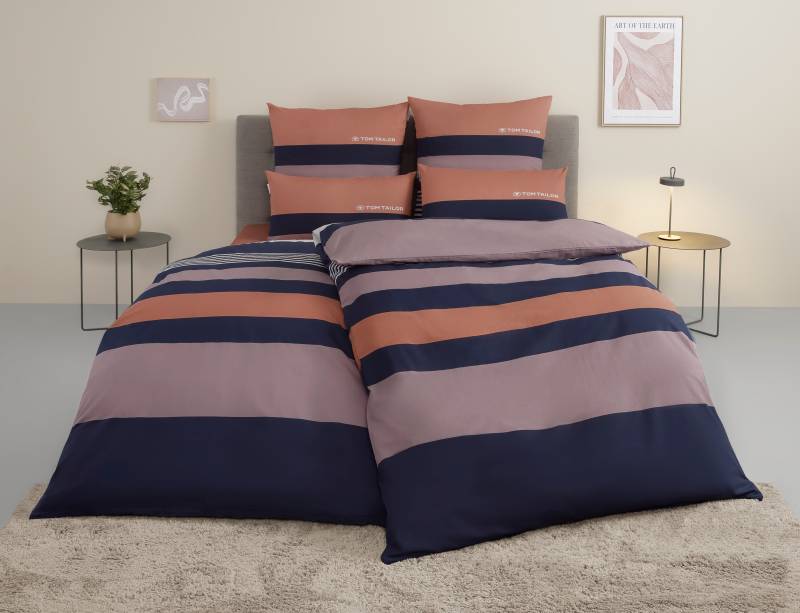 TOM TAILOR HOME Bettwäsche "Carl in Gr. 135x200 oder 155x220 cm" 3 Stk. tlg. mit GRATIS-Zugabe: Spannbettlaken, 100% Baumwolle, mit Reißverschluss von Tom Tailor Home
