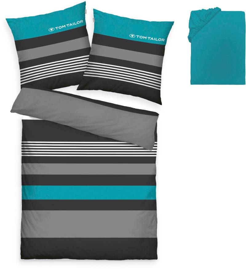 TOM TAILOR HOME Bettwäsche "Carl in Gr. 135x200 oder 155x220 cm" 3 tlg. mit GRATIS-Zugabe: Spannbettlaken, 100% Baumwolle, mit Reißverschluss von Tom Tailor Home