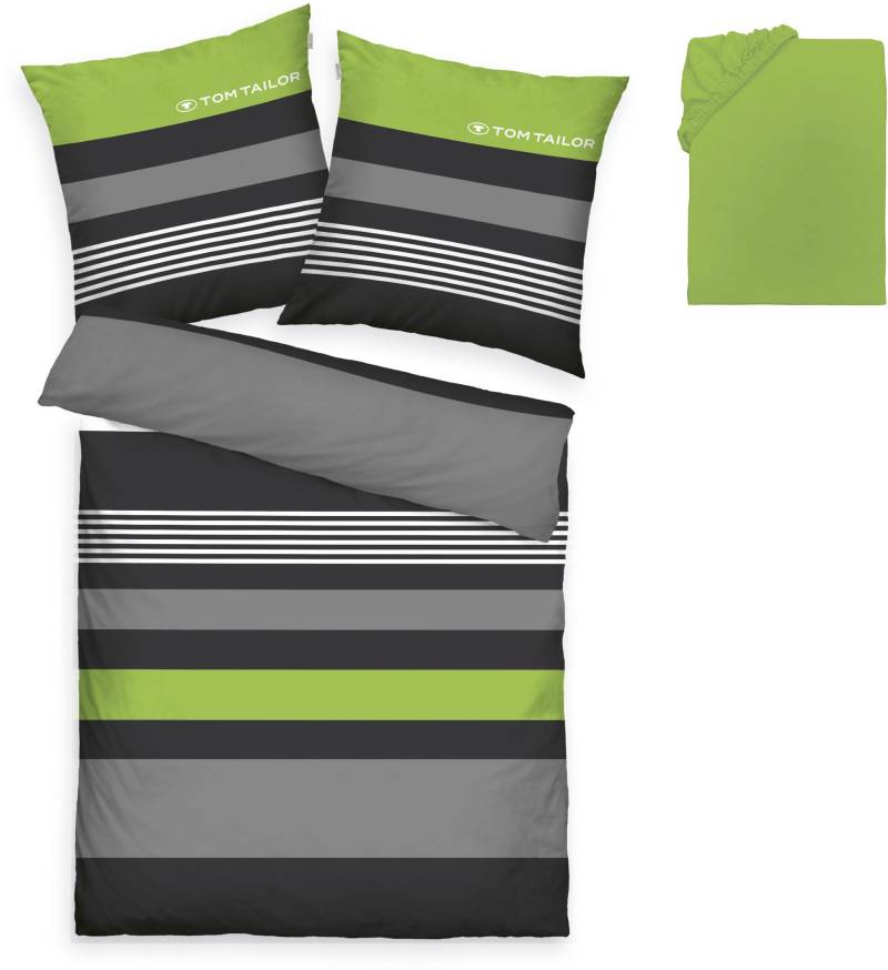 TOM TAILOR HOME Bettwäsche "Carl in Gr. 135x200 oder 155x220 cm" 3 Stk. tlg. mit GRATIS-Zugabe: Spannbettlaken, 100% Baumwolle, mit Reißverschluss von Tom Tailor Home
