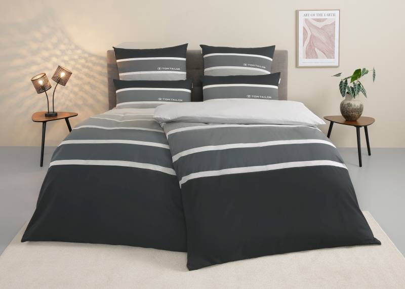 TOM TAILOR HOME Bettwäsche "Felix in Gr. 135x200 oder 155x220 cm" 3 Stk. tlg. mit GRATIS-Zugabe: Gästehandtuch (100% Baumwolle), mit Reißverschluss von Tom Tailor Home