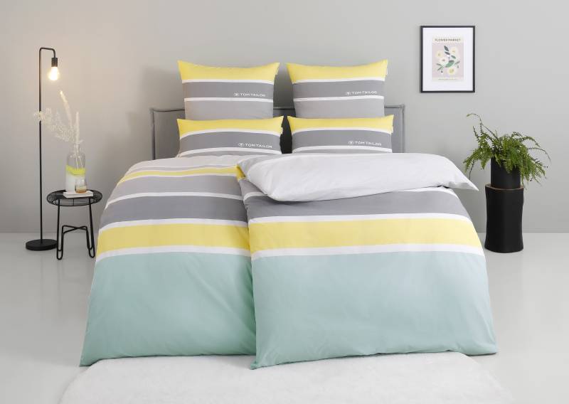 TOM TAILOR HOME Bettwäsche "Felix in Gr. 135x200 oder 155x220 cm" 3 tlg. mit GRATIS-Zugabe: Gästehandtuch (100% Baumwolle), mit Reißverschluss von Tom Tailor Home