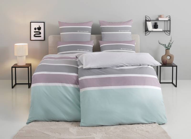 TOM TAILOR HOME Bettwäsche "Felix in Gr. 135x200 oder 155x220 cm" 3 tlg. mit GRATIS-Zugabe: Gästehandtuch (100% Baumwolle), mit Reißverschluss von Tom Tailor Home