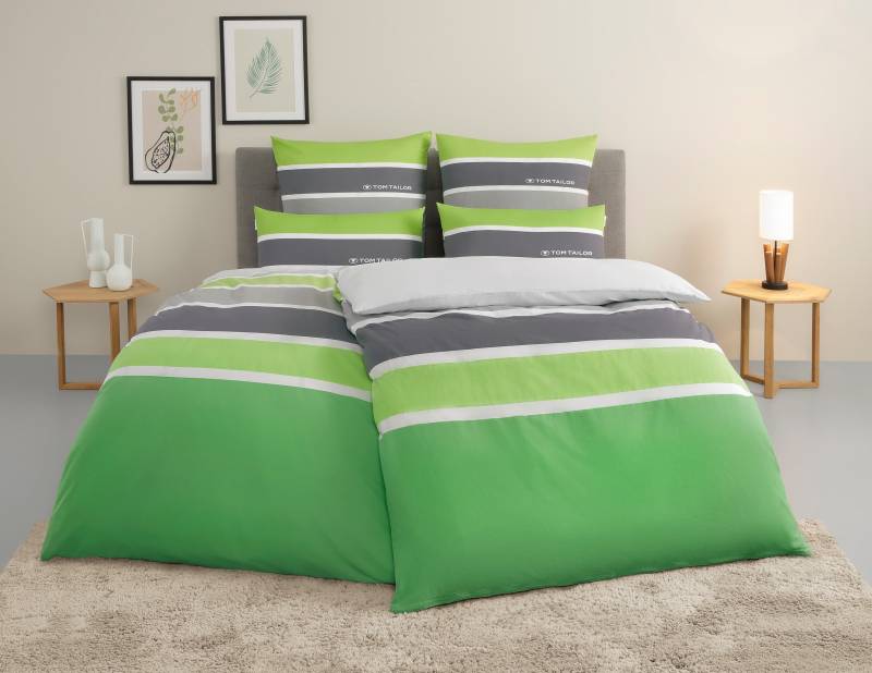 TOM TAILOR HOME Bettwäsche "Felix in Gr. 135x200 oder 155x220 cm" 3 Stk. tlg. mit GRATIS-Zugabe: Gästehandtuch (100% Baumwolle), mit Reißverschluss von Tom Tailor Home
