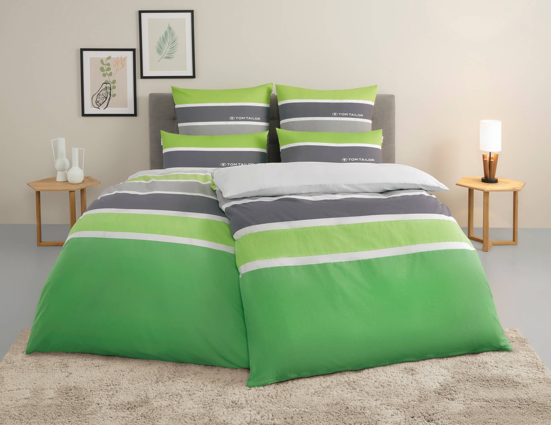 TOM TAILOR HOME Bettwäsche "Felix in Gr. 135x200 oder 155x220 cm" 3 tlg. mit GRATIS-Zugabe: Gästehandtuch (100% Baumwolle), mit Reißverschluss von Tom Tailor Home