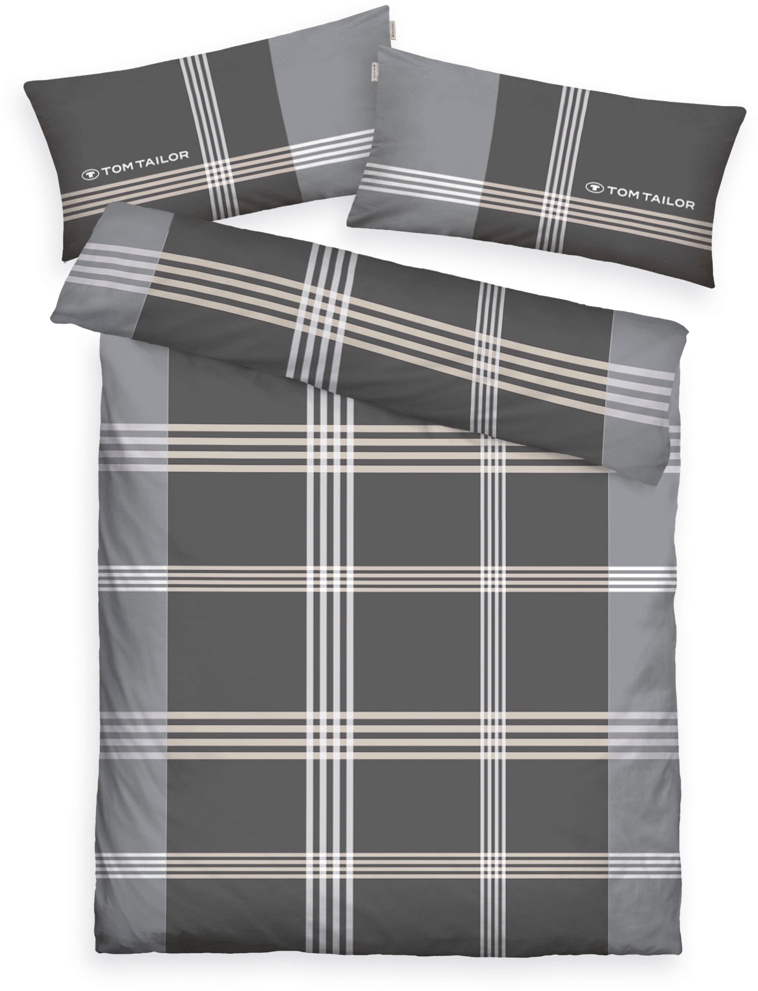 TOM TAILOR HOME Bettwäsche "Ole" 2 Stk. tlg. karierte Bettwäsche aus Baumwolle, mit Reißverschluss von Tom Tailor Home