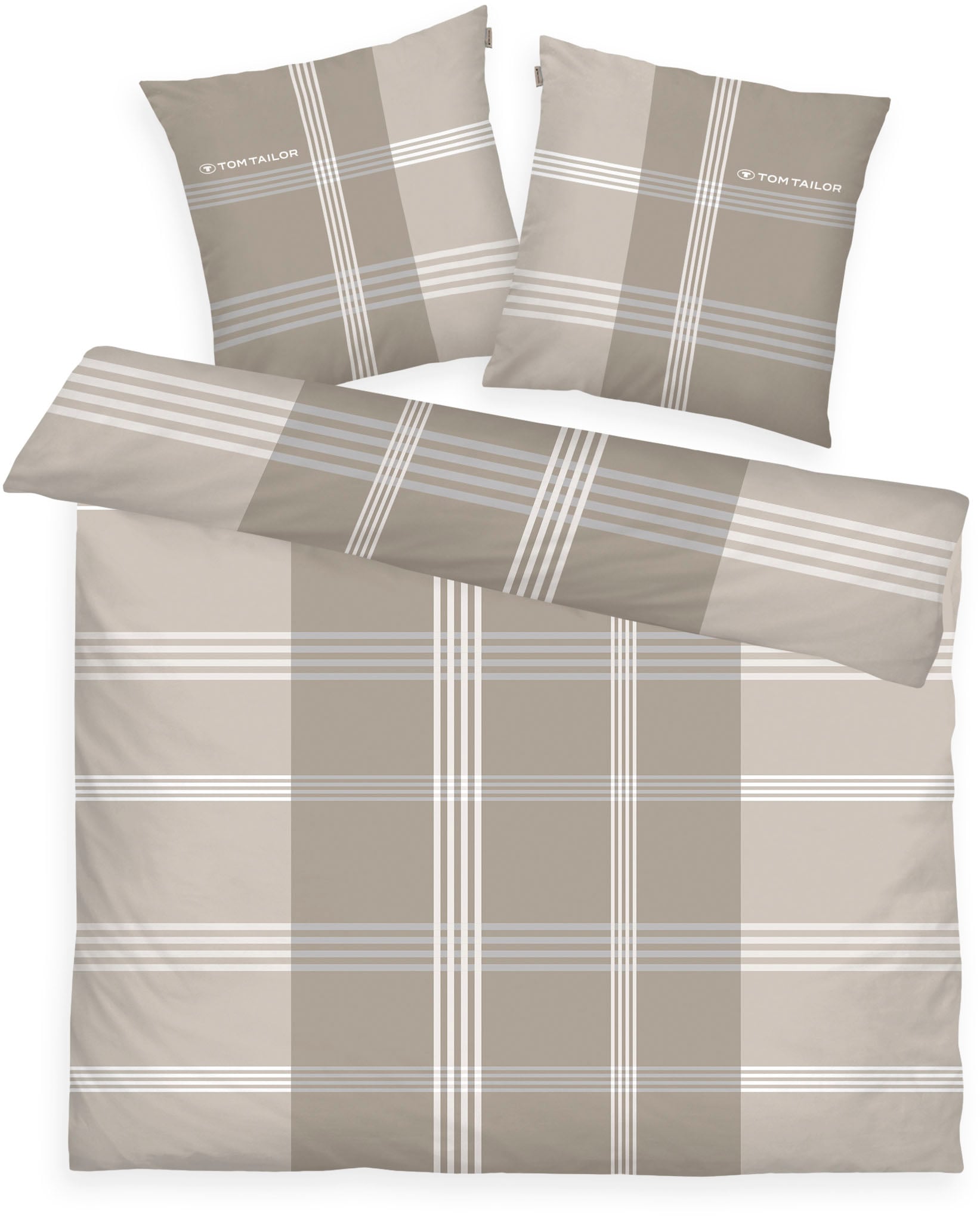TOM TAILOR HOME Bettwäsche "Ole" 3 Stk. tlg. karierte Bettwäsche aus Baumwolle, mit Reißverschluss von Tom Tailor Home