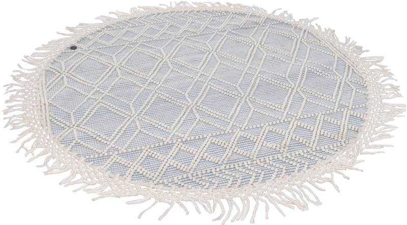 TOM TAILOR HOME Teppich "Colored Macrame" rund 10 mm Höhe Handweb Teppich, reine Wolle, handgewebt, mit Fransen, Scandi Design von Tom Tailor Home